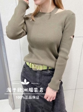 特价意大利品牌dalla a正品开口针织套头修身上衣百搭秋冬女现货