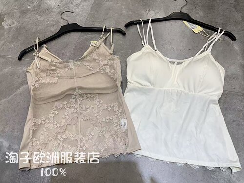 意大利品牌senza正品时尚后背蕾丝含胸垫吊带背心上衣2026春夏女