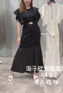 意大利品牌joie clair正品时尚袖子配腰带百褶下摆连衣裙2026春夏