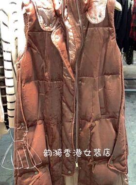 特价意大利品牌daniella正品天鹅绒闪亮面料厚款长马甲外套秋冬现