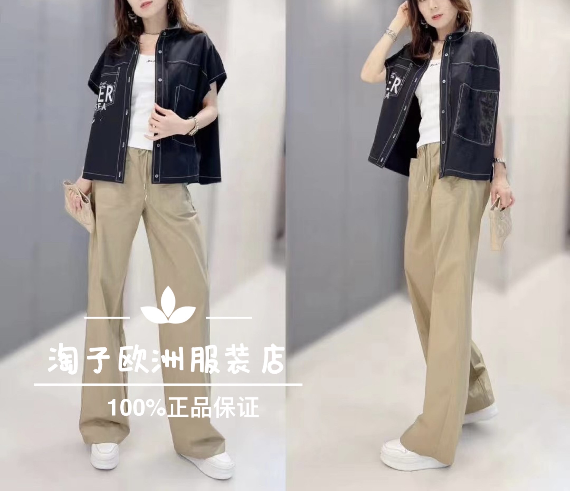 特价意大利品牌dalla a正品字母口袋系扣短袖衬衫上衣2024春夏现