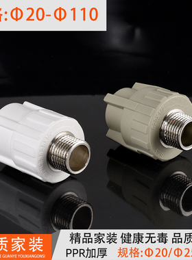 热熔水管配件ppr外丝直接6分4分20 25 32外牙螺纹直通PPR管件接头