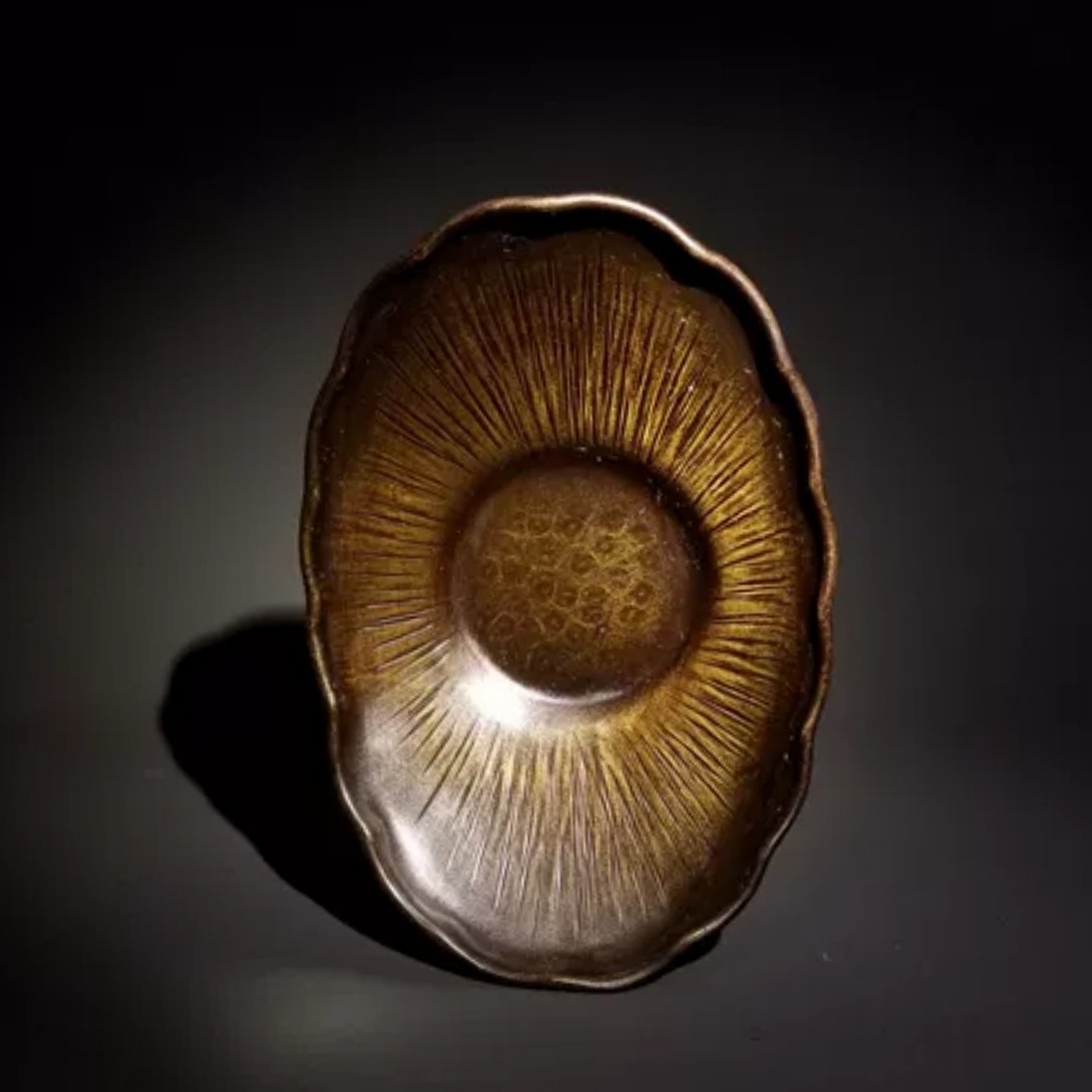 日本进口手工锺目纹复古铜杯垫茶托杯托茶道侘寂茶具老物古美术