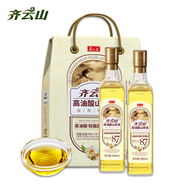 齐云山高油酸压榨山茶油礼盒500ml*2月子油茶树油茶籽油中秋团购 - 实物图
