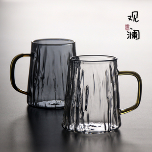 高硼硅耐热玻璃水杯冰川杯大容量男女喝水杯子可加热大肚杯早餐杯