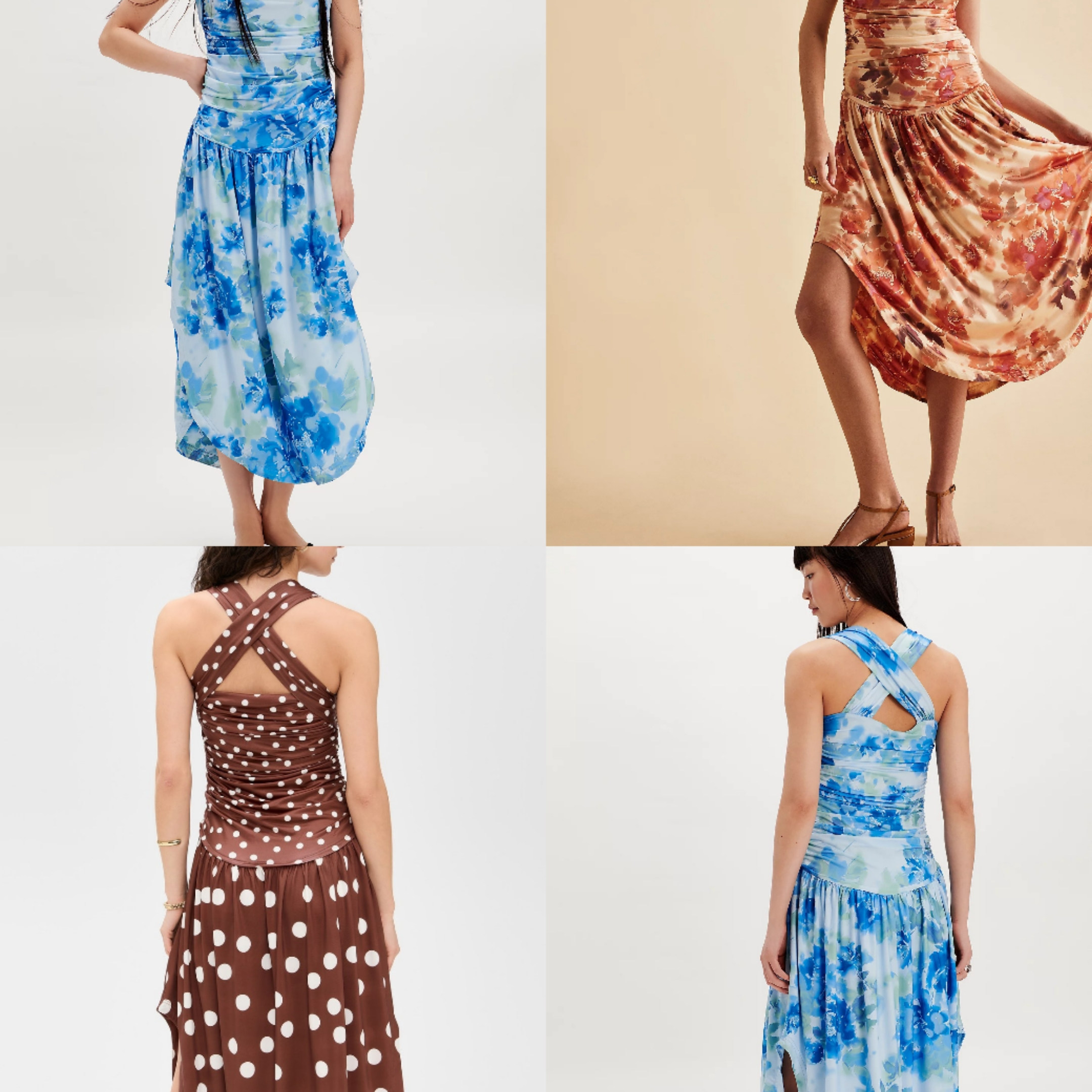 FP 越产全双层重磅材质 大肩带+不规则大裙摆 褶皱修身连衣裙168$