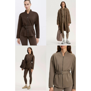 OY*SHO透气速干高强度effect面料 带腰带宽松拉链春秋运动外套