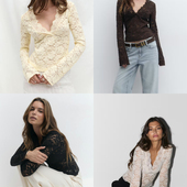 蕾丝衫 绝美弹力蕾丝半透V领上衣 原正95%聚酰胺 鼻祖ginatri cot