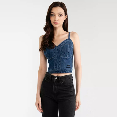 美贵哈雷机车服装系 重工多裁片插嵌刺绣标牛仔背心上衣128美金