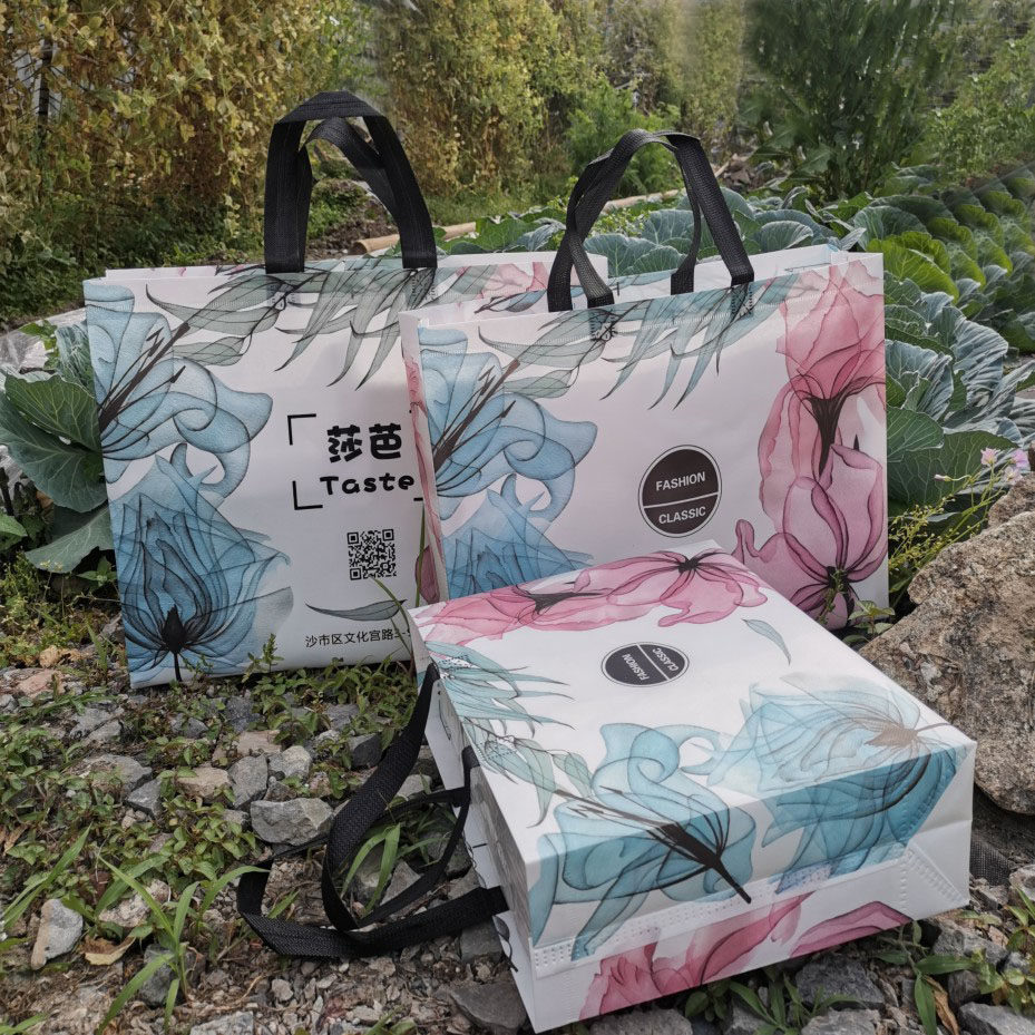 丝绸手提袋高档水墨画覆膜彩印购物袋民族风丝绸家纺女装店袋子