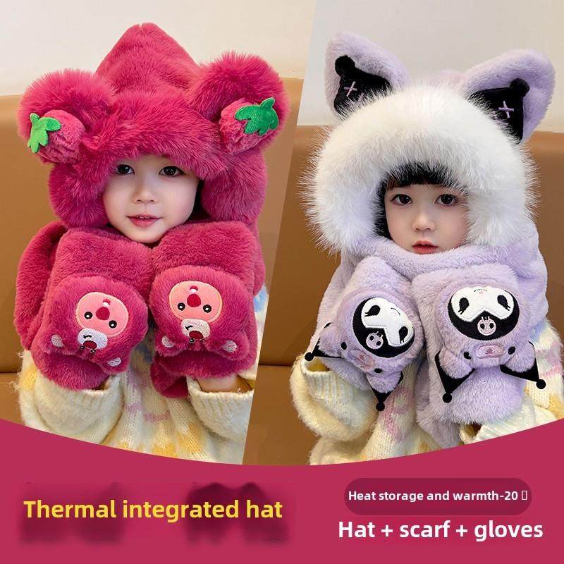 三丽鸥真品儿童一体帽冬季增厚皮肤友好型男女婴儿围巾手套帽子耐,童装/婴儿装/亲子装,帽子,淘宝优惠券,粉丝福利购,淘宝优惠卷