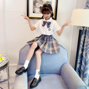 女童jk制服套装夏季儿童学院风百褶连衣裙子小学生校服六一表演服
