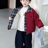 男宝外套潮 痞帅儿童假两件棉衣冬季 男童棉服加绒加厚冬装 2025新款