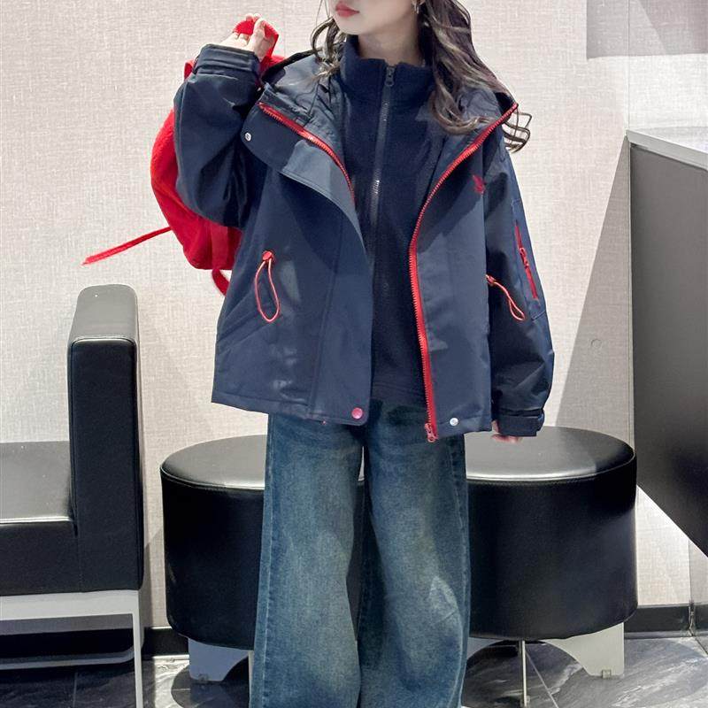 女童冲锋衣三合一可拆2025新款儿童加厚加绒连帽外套户外休闲上衣,童装/婴儿装/亲子装,普通外套,淘宝优惠券,粉丝福利购,淘宝优惠卷