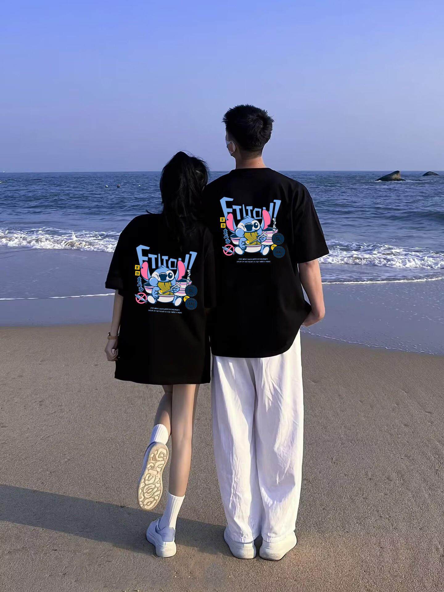 特别的史迪仔情侣装t恤夏装季2025新款不一样大码高级感网红短袖