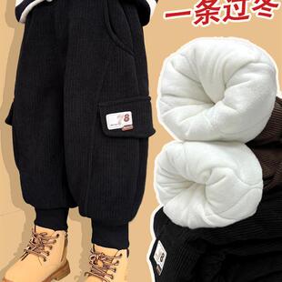 男童裤子加绒加厚冬季儿童灯芯绒裤宝宝外穿夹棉东北一条过冬棉裤