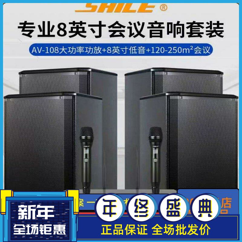 狮乐 AV108/BX108会议室音响套装蓝牙功放壁挂式音箱培训教学扩音