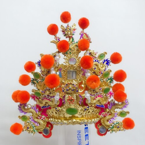 台湾精品漆线雕神明帽皇太子帽太子冠三太子帽太子冠盔