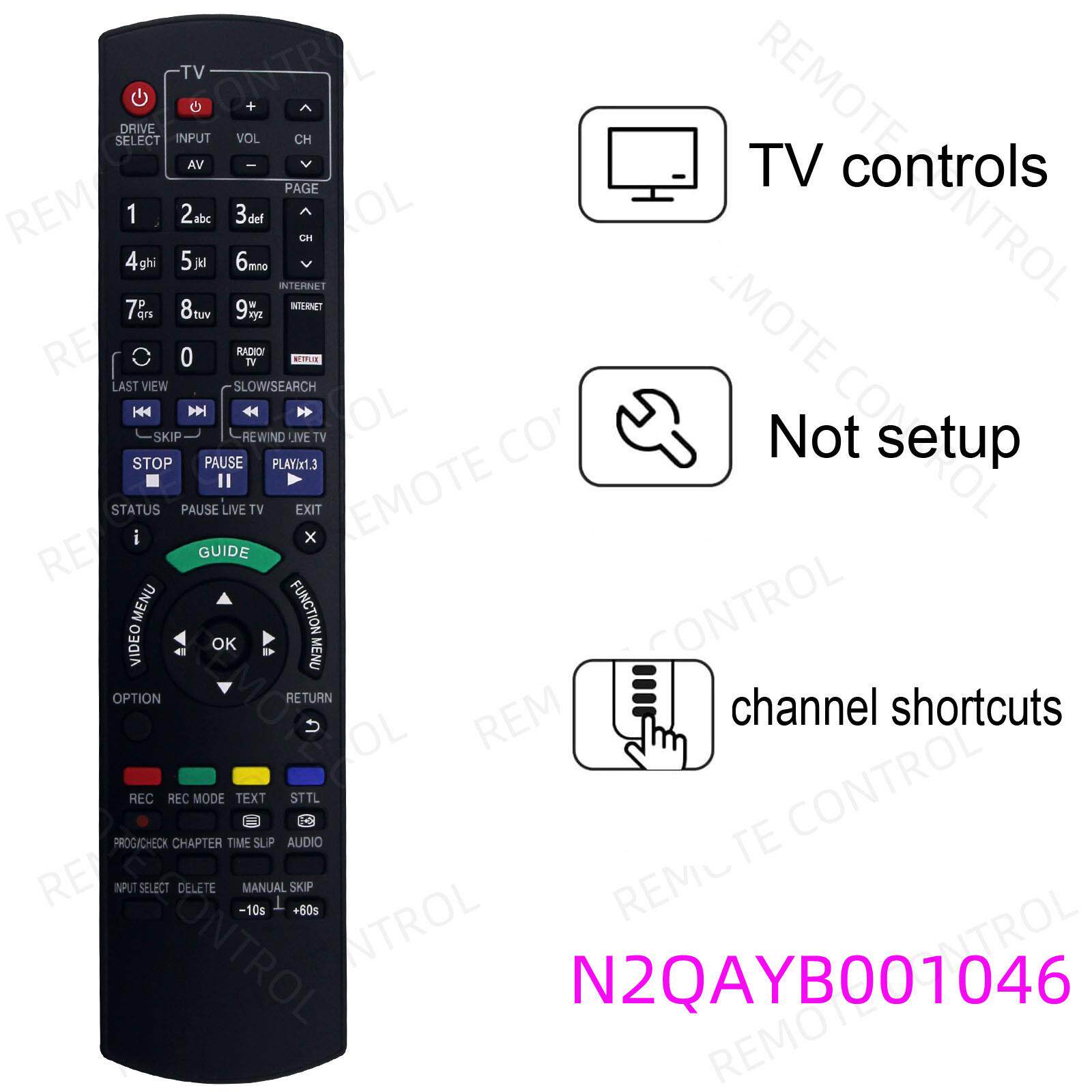适用于松下蓝光DVD电视机遥控器 N2QAYB001046 N2QAYB001058