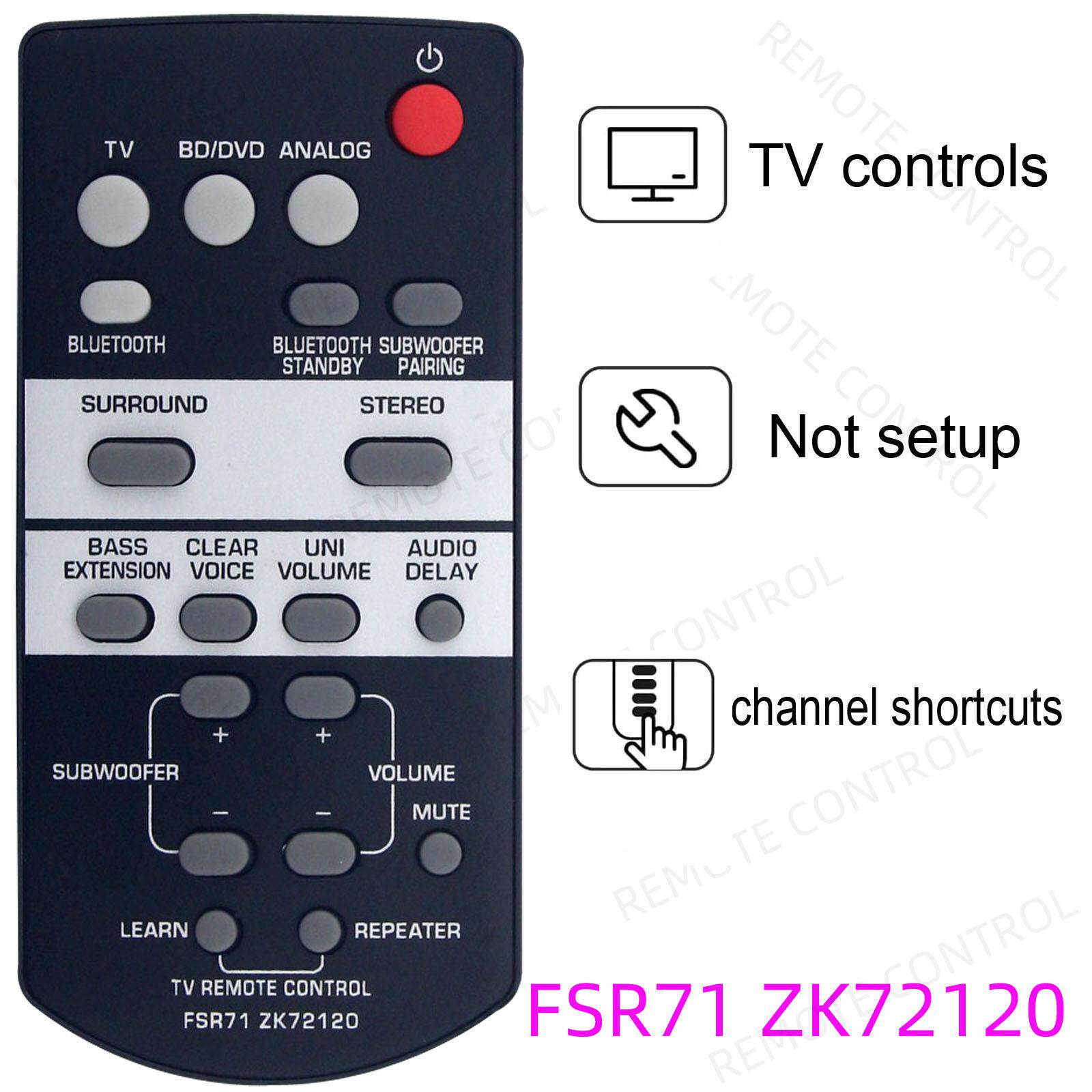 适用于雅马哈条形音箱播放器遥控器 FSR73 ZP80760 FSR71 ZK72120