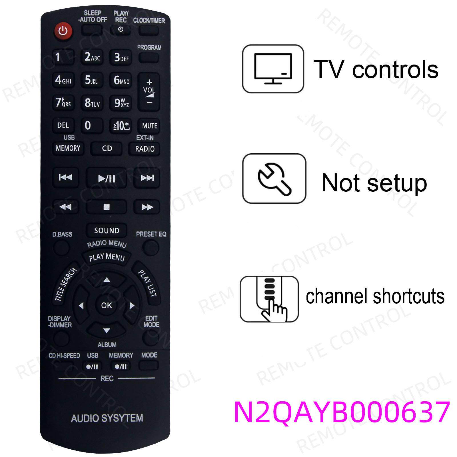 适用于松下DVD电视机遥控器 N2QAYB000637 0641 1094 1102 1198