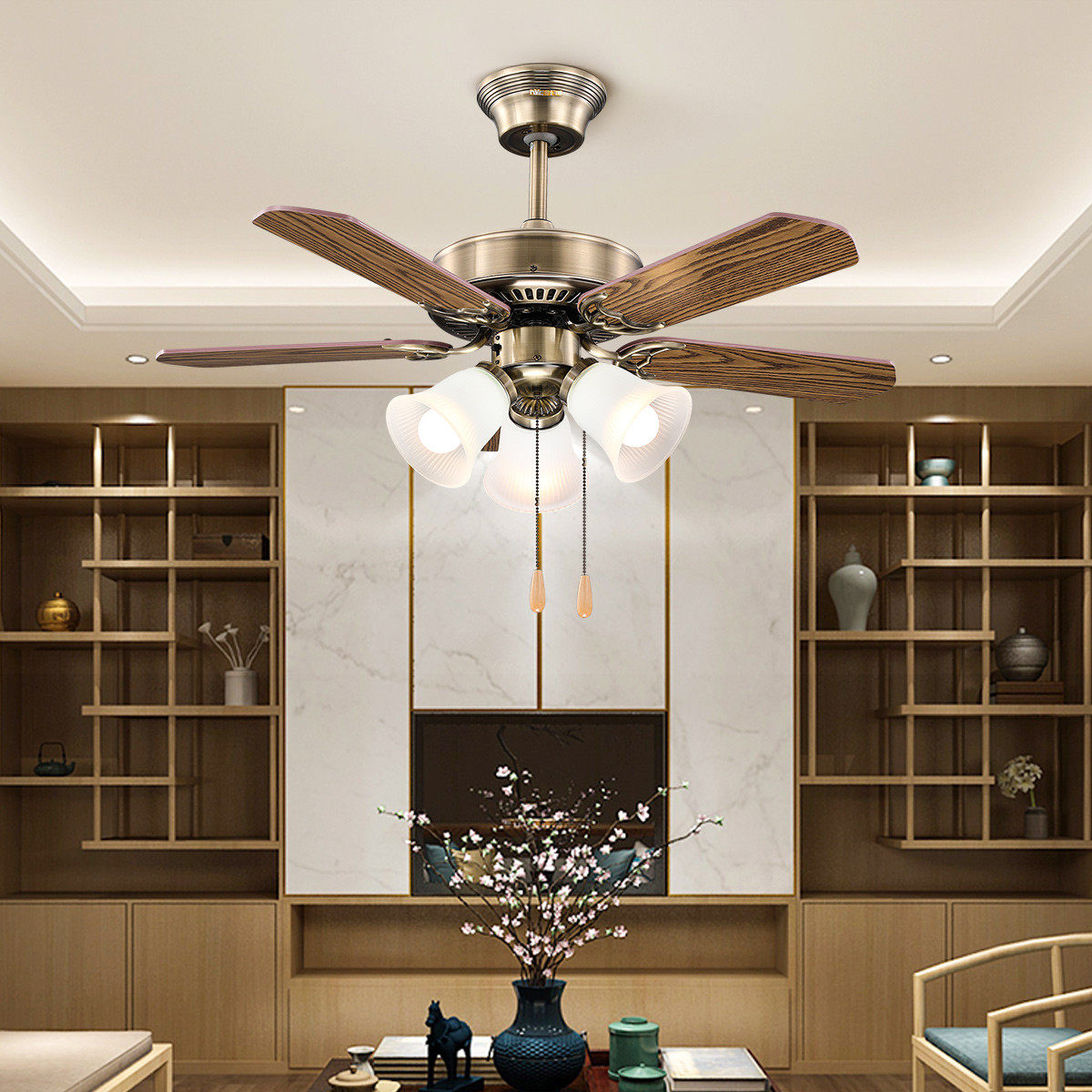 雷士照明吊扇灯 餐厅风扇灯简约现代家用客厅鸟巢隐形led风扇吊灯