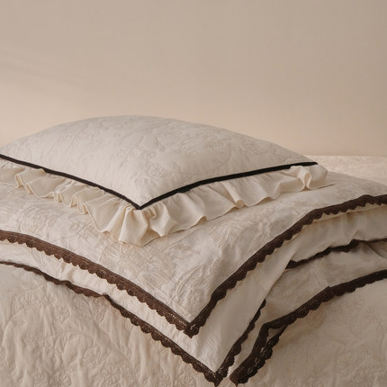 法式复古风色织棉麻被套单件公主蕾丝花边200*230cm220×240被罩