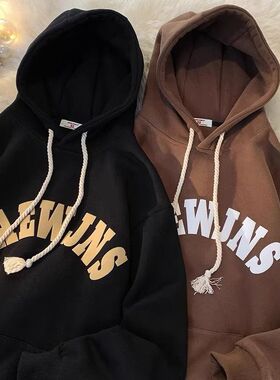 ZELIA 卫衣男春秋款灰色重磅情侣连帽卫衣2026新款ersize美式潮牌