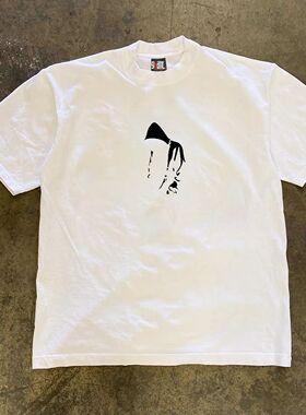 ZELIA 夏季ins潮牌230g重磅白色短袖雨帽男印花T恤男美式高街百搭