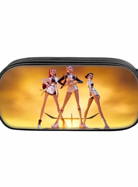 新品印花猎魔女团K-POP笔袋卡通文具袋Huntrix Kpop小学生收纳包