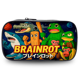 木棍人brainrot文具盒中小学生防水印花卡通大容量拉链笔袋搞怪