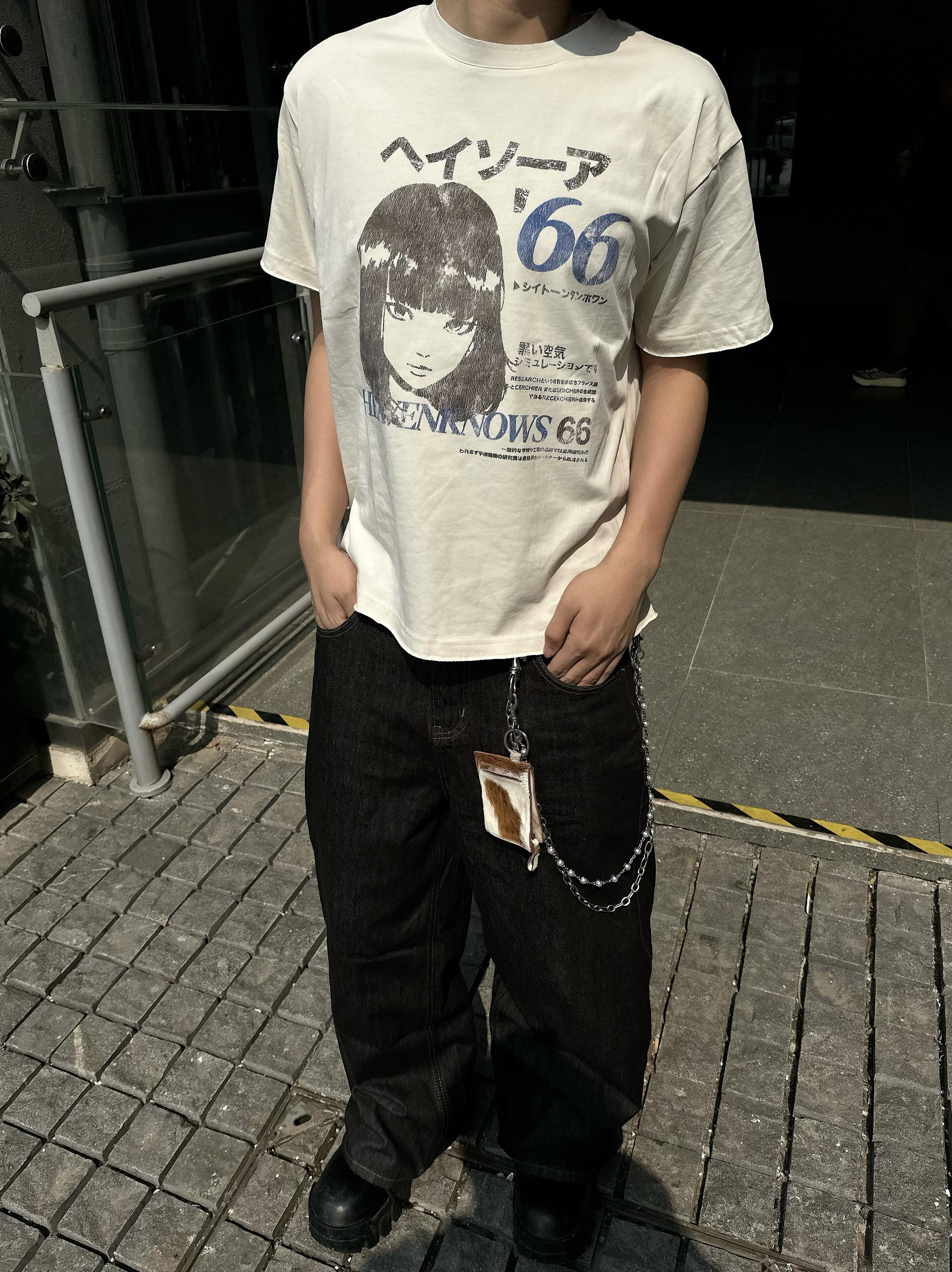 涩谷系列女孩300G美式数码直喷印花短袖男女T恤国潮日系复古宽松