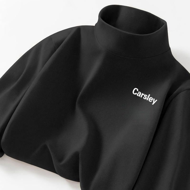 复古美式痞帅半高领打底衫男秋冬款加绒长袖t恤高级感风修身上衣