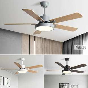 新款 北欧餐厅风扇灯卧室客厅吊扇灯家用日式 静音五叶风扇灯具led