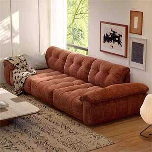 雪尼尔云漫沙发可调节靠背大坐深客厅意式极简直排棉花糖布艺沙发