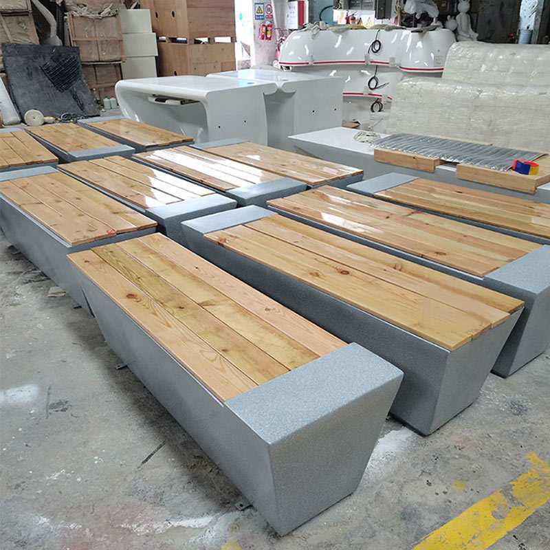 户外玻璃钢座椅防腐木坐凳公园小区景观椅子休息凳子商用景观凳