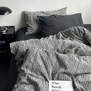 马克西姆/美式工业风色纺全棉四件套水洗棉床单纯棉宿舍床三件套