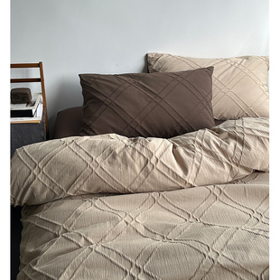 素尺 | 微醺手册极简风纯棉床上四件套立体几何提花被套床单床笠