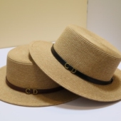 法式 平顶草帽女夏季 草编平沿礼帽出游度假海边沙滩遮阳防晒太阳帽