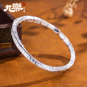 九乐足银999银手镯女情侣款 莫比乌斯吉言纯银镯子国风手饰送女友