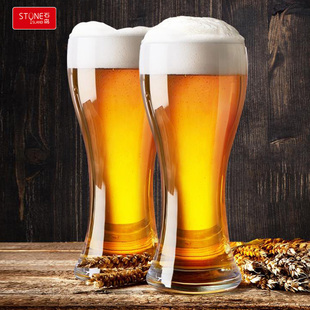 石岛水晶玻璃啤酒杯KTV酒吧酒杯果汁饮料杯欧式 扎啤杯子6支ins风