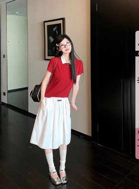 白色中长款半身裙女夏季2026
