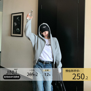 休闲运动卫衣开衫女2026秋季新款韩版灰色超火爆款宽松短款外套