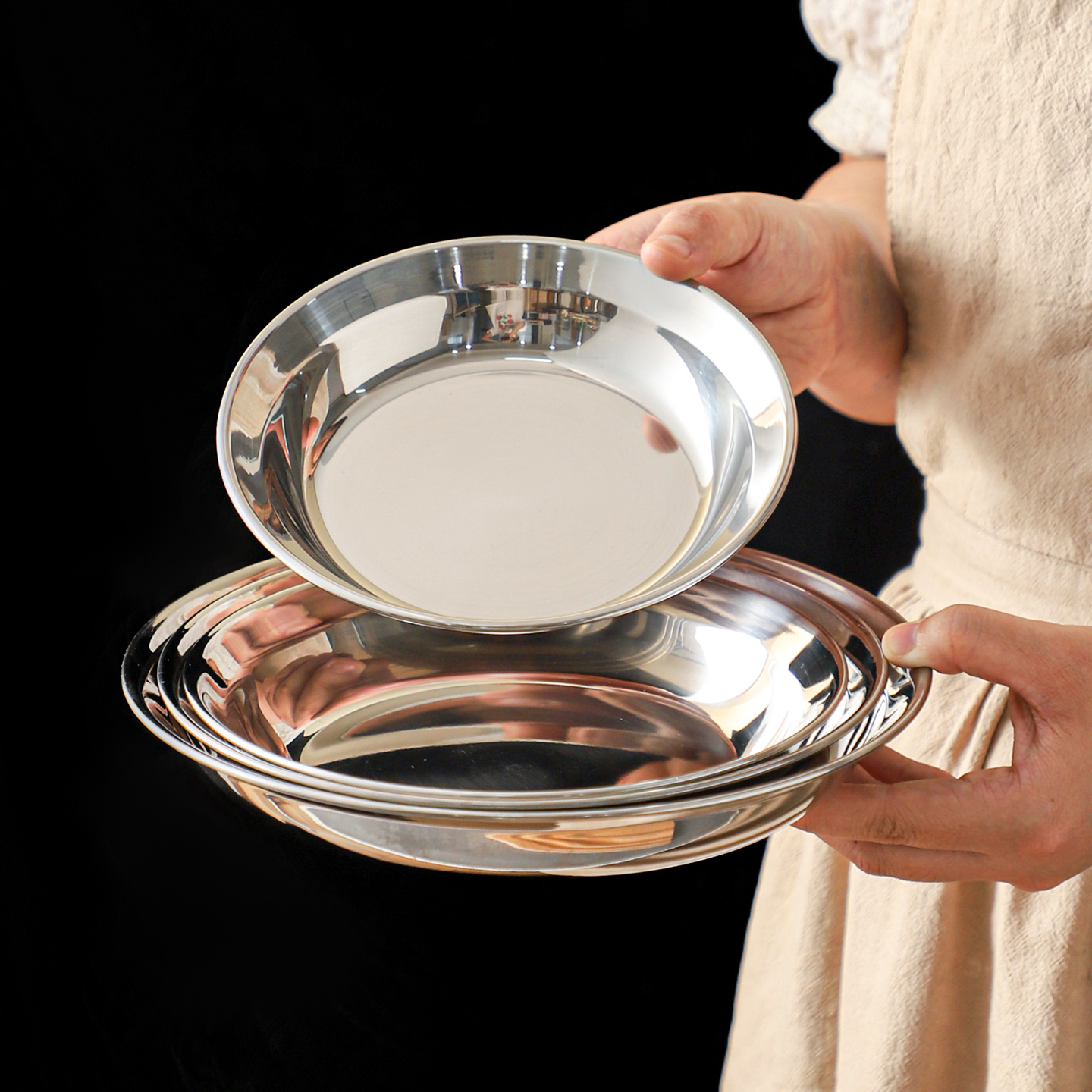 舍里食品级304不锈钢餐盘备菜盘