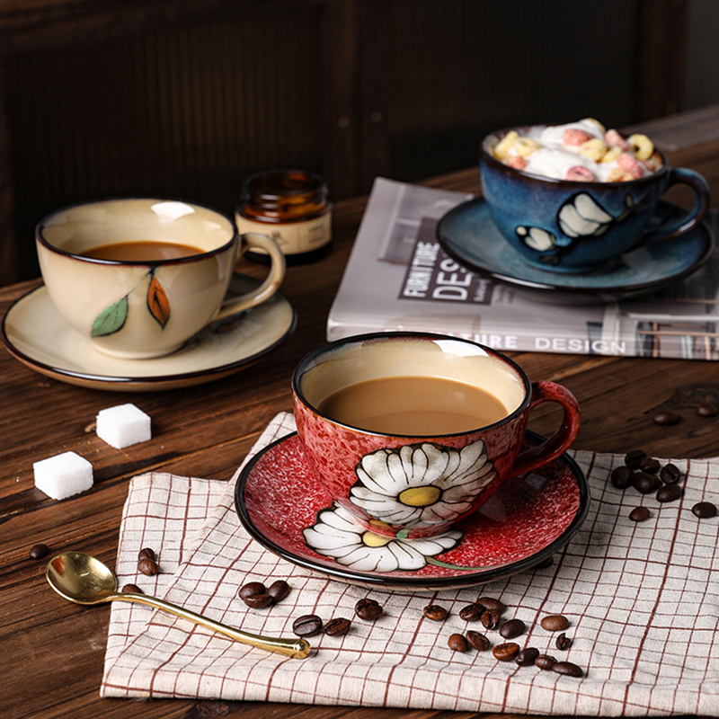舍里复古窑变花语咖啡杯碟