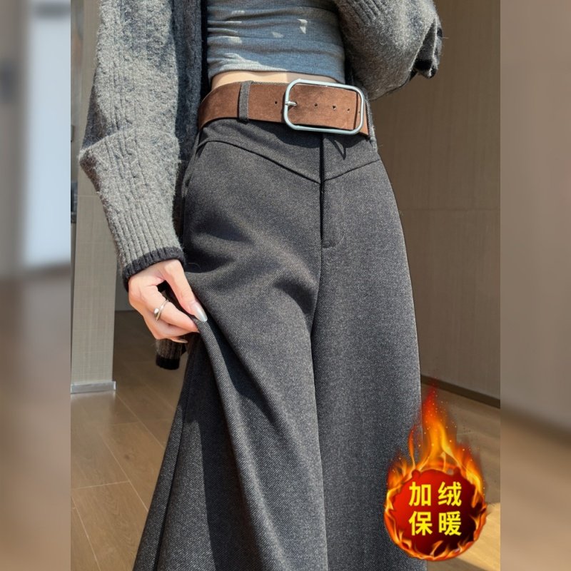 灰色加绒西装裤女秋冬季2025年加厚毛呢阔腿裤高腰垂坠感拖地裤子,女装/女士精品,休闲裤,淘宝优惠券,粉丝福利购,淘宝优惠卷