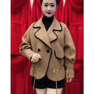 双面呢大衣女小个子收腰短款高级感2026秋冬加厚大码宽松毛呢外套