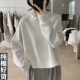 纯色韩版 甜美显瘦插肩圆领女长袖 减龄小众潮 薄款 纯棉卫衣春秋新款