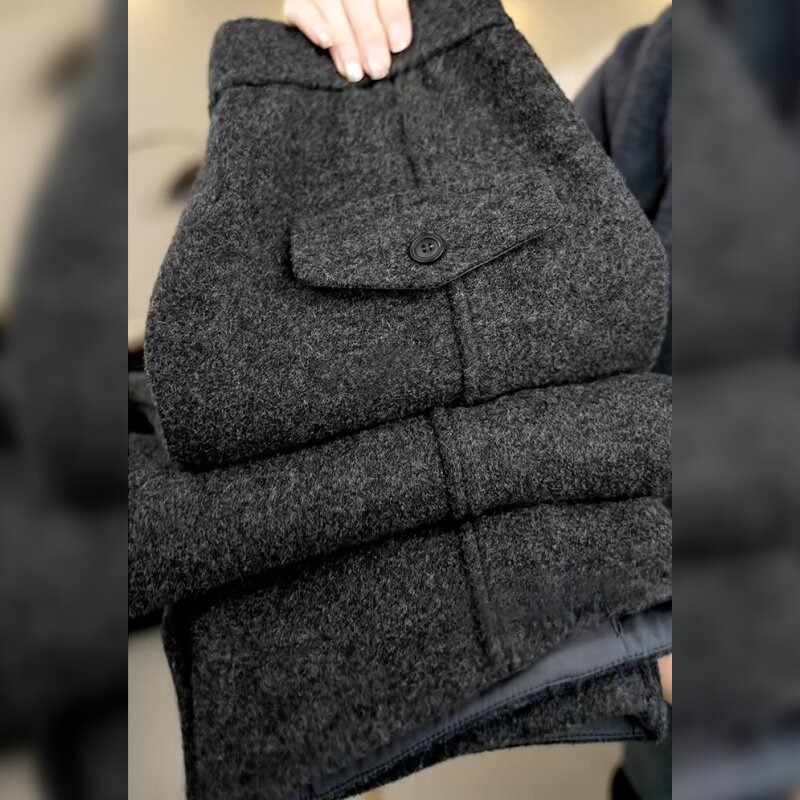 灰色毛呢休闲裤女2025冬季新款大码高腰显瘦梨形身材九分弯刀裤子,女装/女士精品,休闲裤,淘宝优惠券,粉丝福利购,淘宝优惠卷