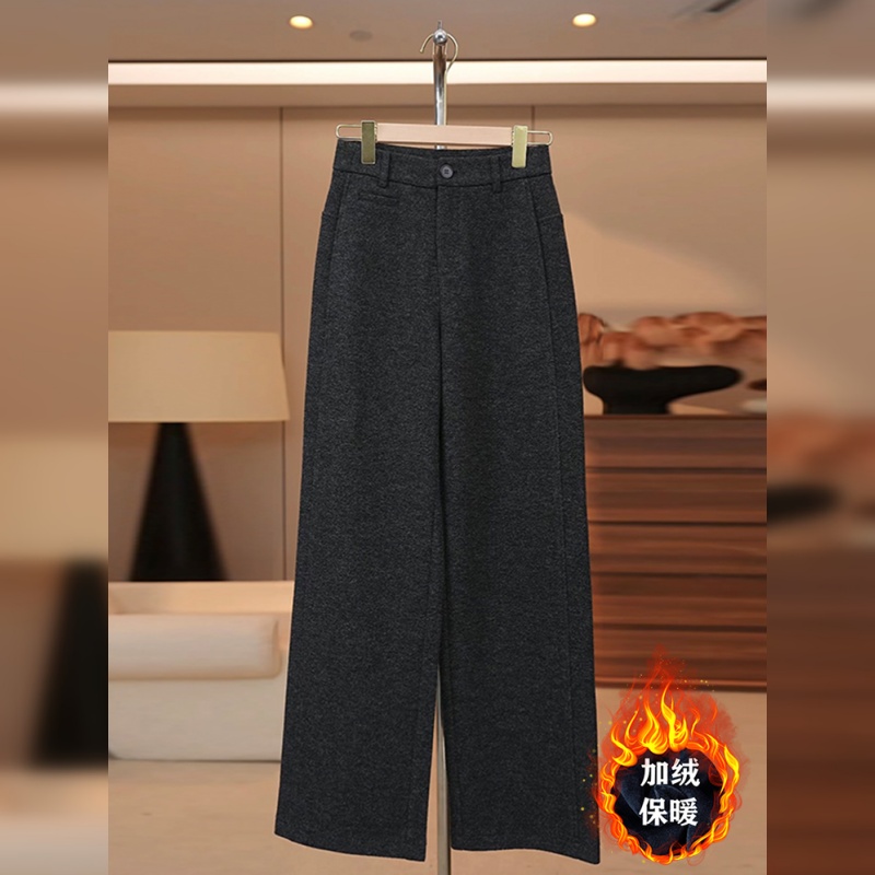 2025新款直筒裤高腰羊绒阔腿裤子